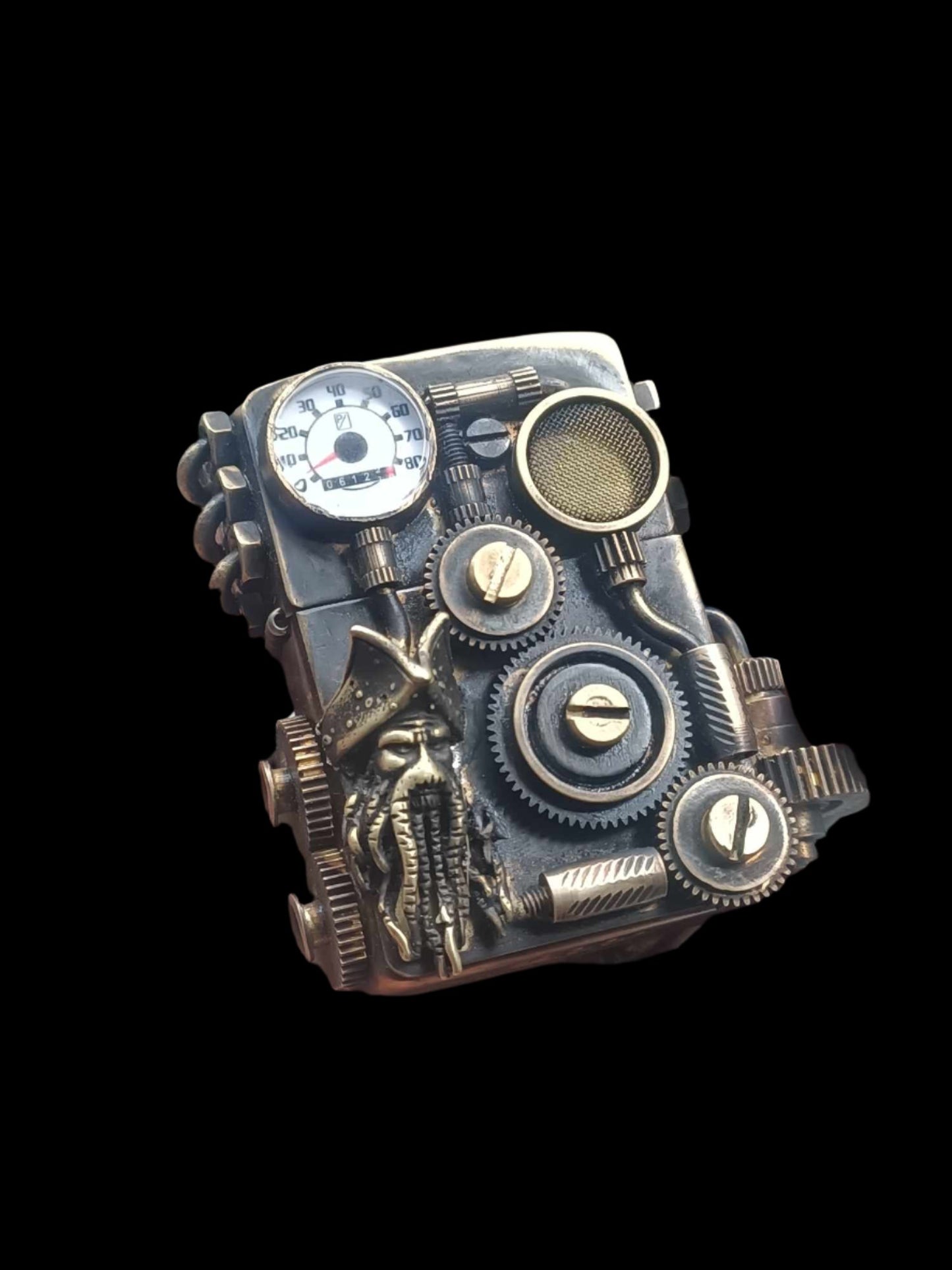Handcrafted LighterHandmade-Steampunk-Lighter Shell–Pressure-Gauge-Pipe-Art.jpg