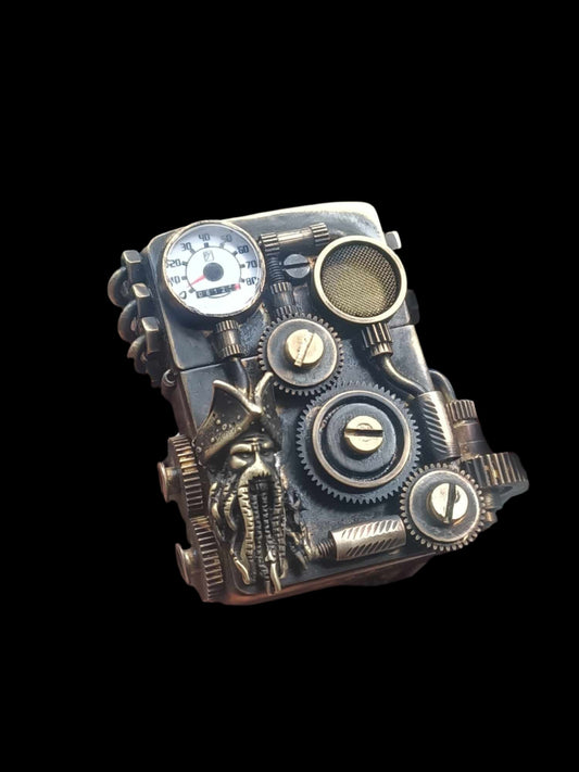 Handcrafted LighterHandmade-Steampunk-Lighter Shell–Pressure-Gauge-Pipe-Art.jpg