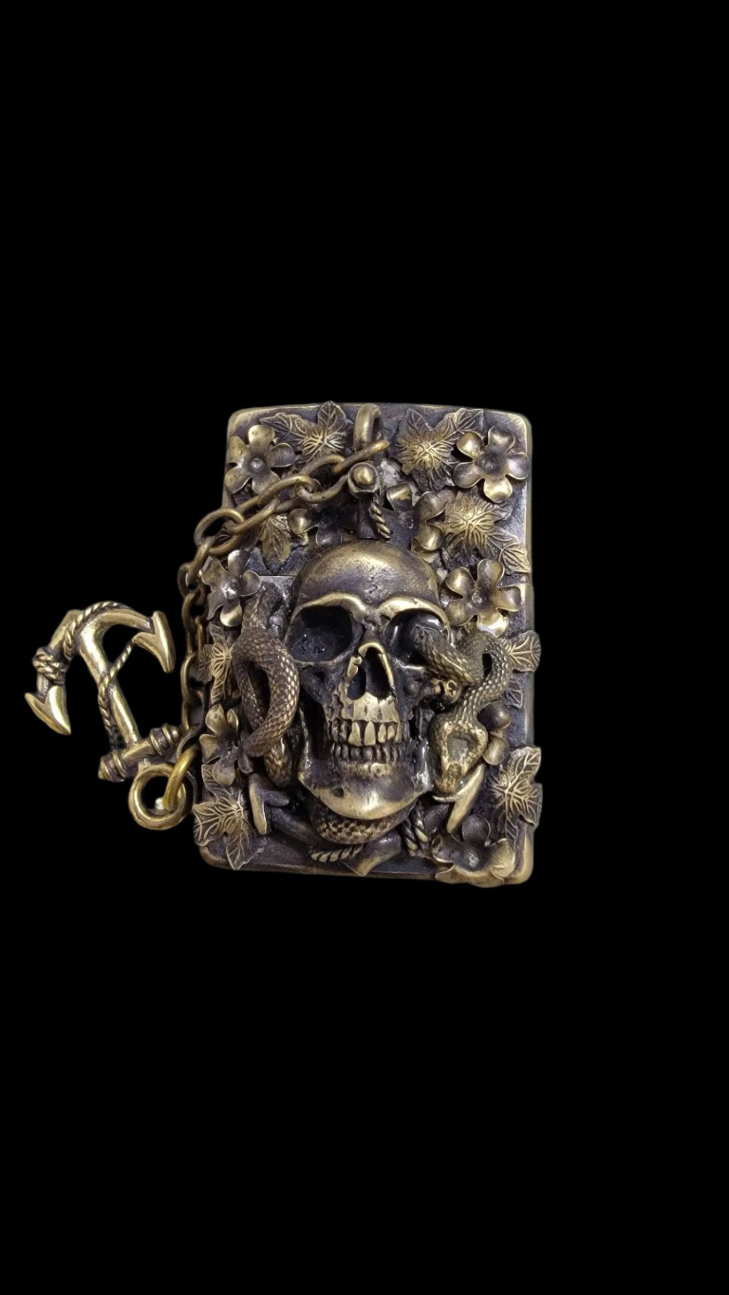 Handcrafted Lighter Shell Skull Anchor Snake