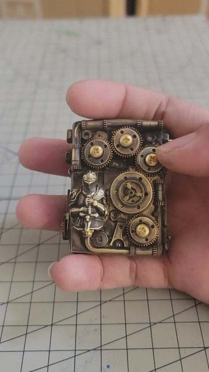 steampunk-knight-lighter-case-brass-gears-industrial-gothic-twotoys