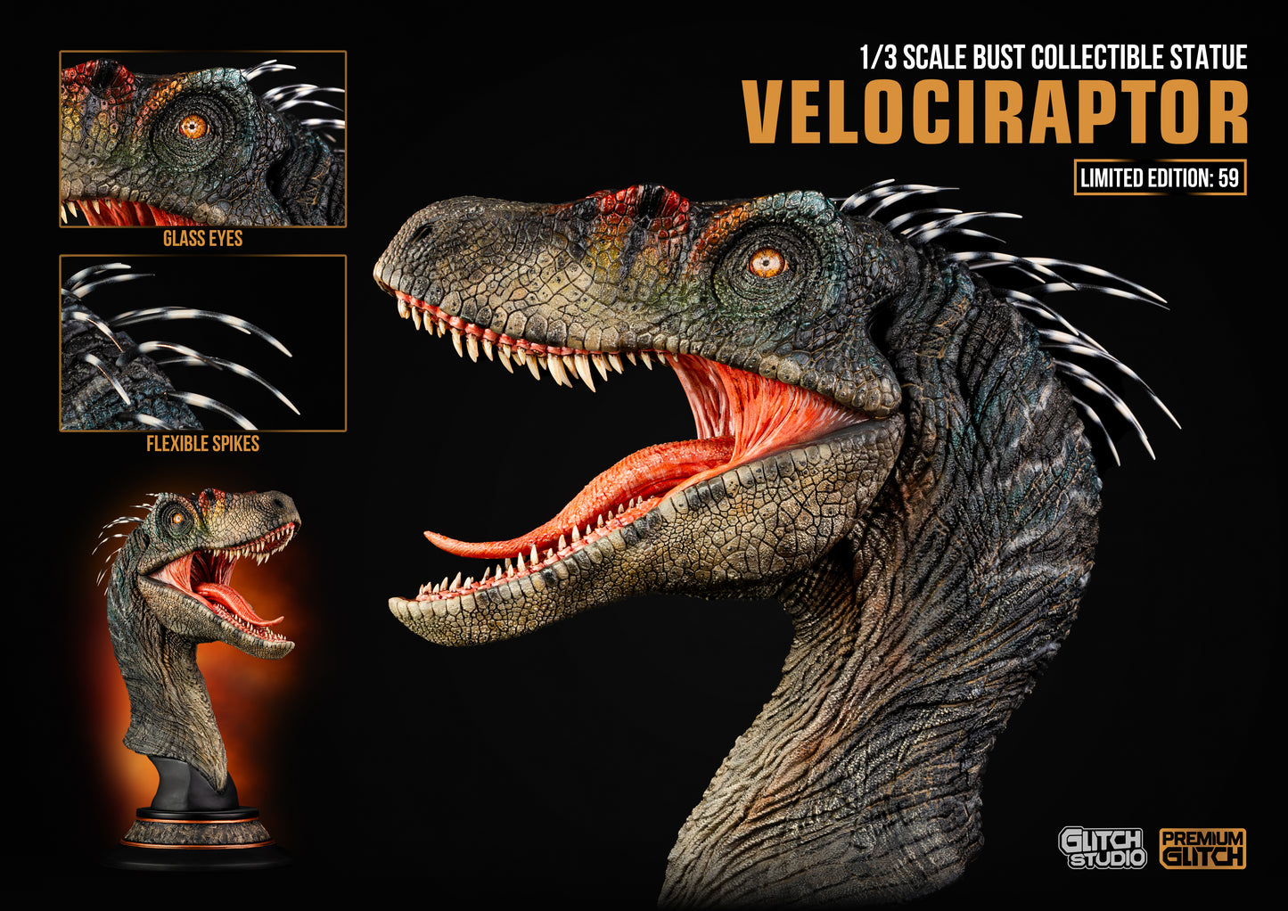Glitch Studio – Velociraptor Bust 1/3 Scale
