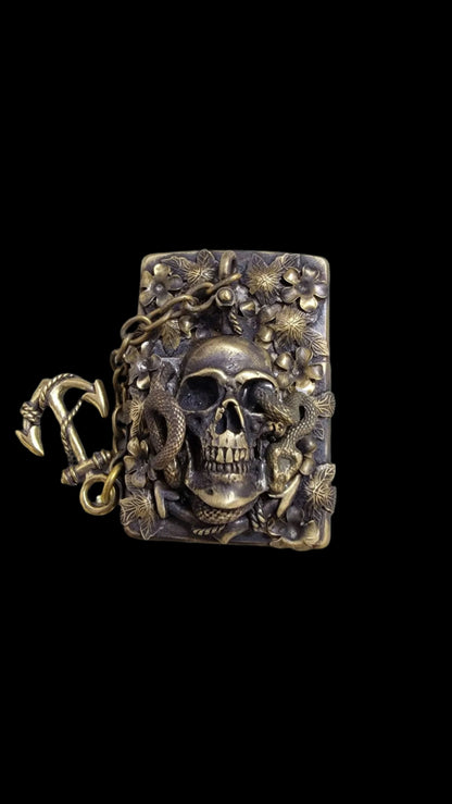 Handcrafted Lighter Shell Skull Anchor Snake