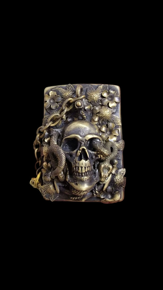 Handcrafted Lighter Shell Skull Anchor Snake