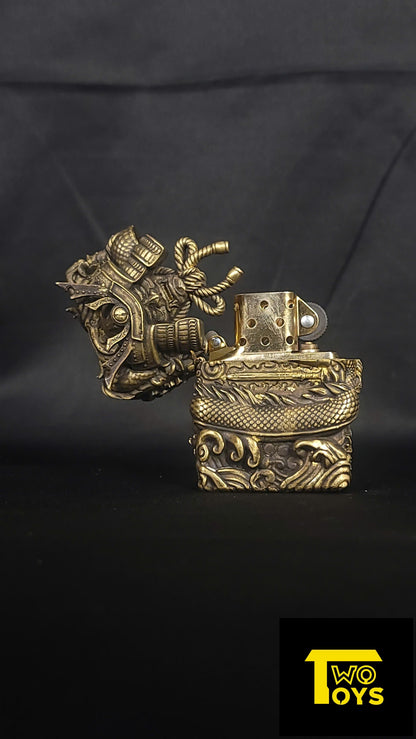 Handcrafted Lighter Shell - Samurai - Dragon -Flowers - Legendary Japan Sword - Twotoys